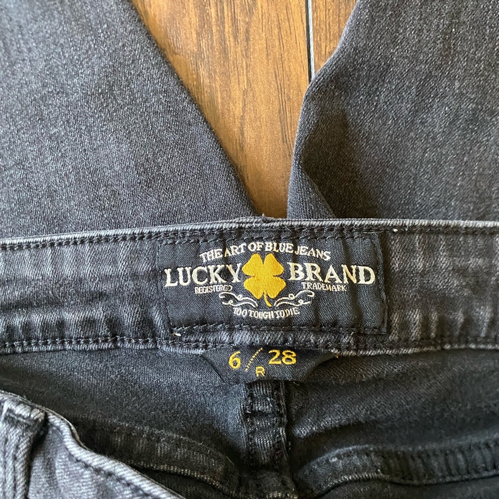 Lucky Brand Black Denim Jeans with Yellow Clover Accent